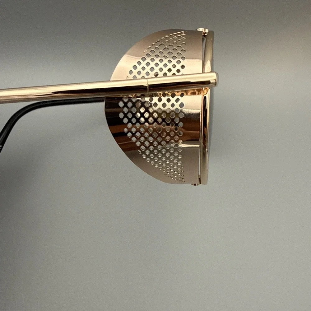 LECKIRUT  Copper Authentic Steampunk Sunglasses-Folding Side Shields-Gray Lens